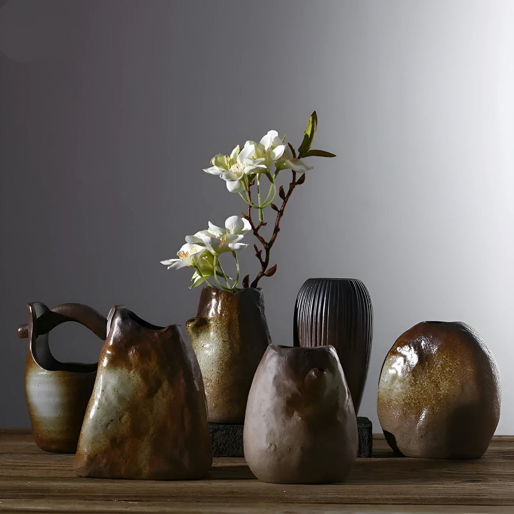 Small glazed pottery vase in Japanese miscellaneous style, ornament format, colours A to F available