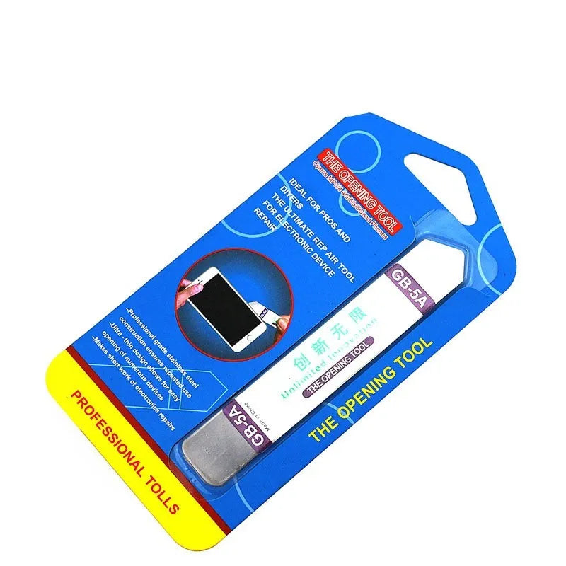 5A metal disassembly tool 2 x 12cm and 0.2mm thick for touch screen, battery cell and phone case separation