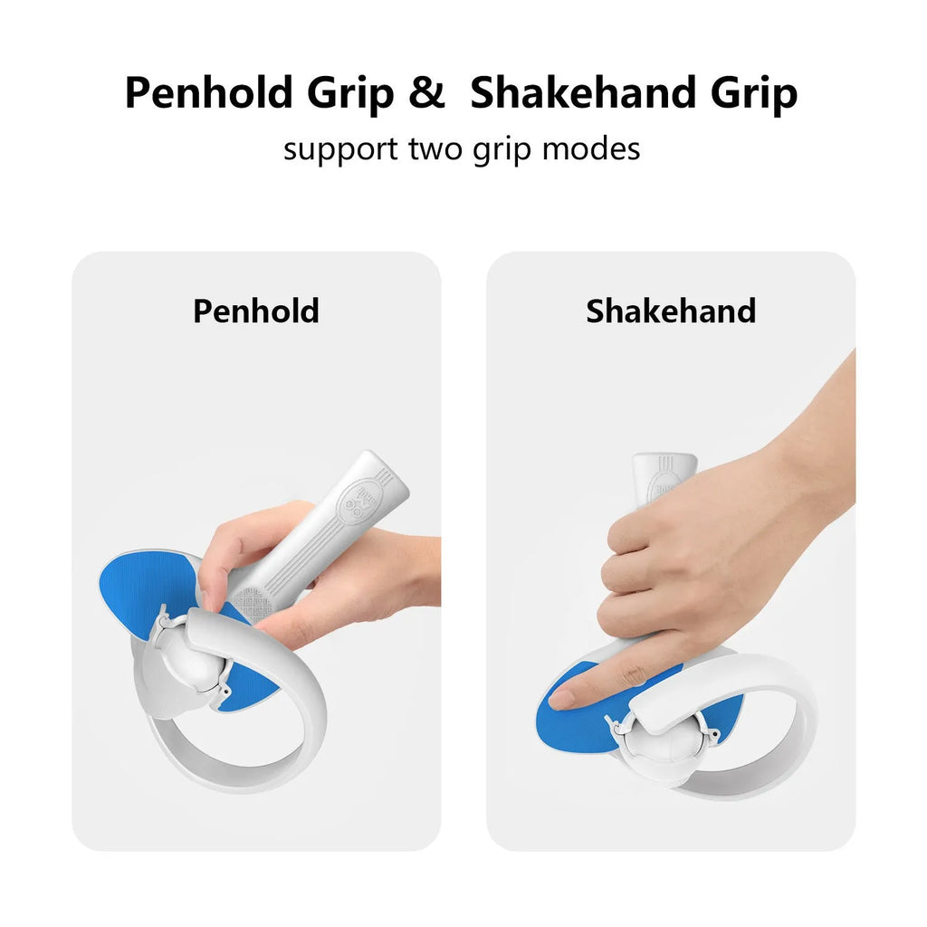Red and blue plastic silicone handle grip for Pico 4 VR controller, shown as a table tennis racket accessory.