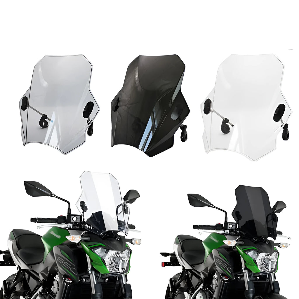 Motorcycle windshield in transparent, grey or black for Kawasaki Yamaha Honda Ducati, single screen