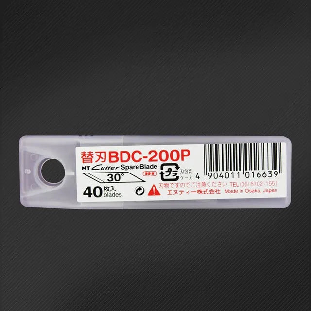 Two packs of NT Japan replacement blades: BDC-200P 30-degree and BDA-200P 45-degree, 40 pieces each.