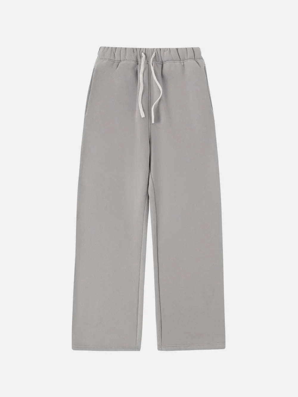 Men's black fleece-lined drawstring sweatpants with an elastic waistband, shown in a loose fit.