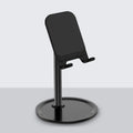 Aluminium alloy mobile phone and tablet desktop stand in black or white.