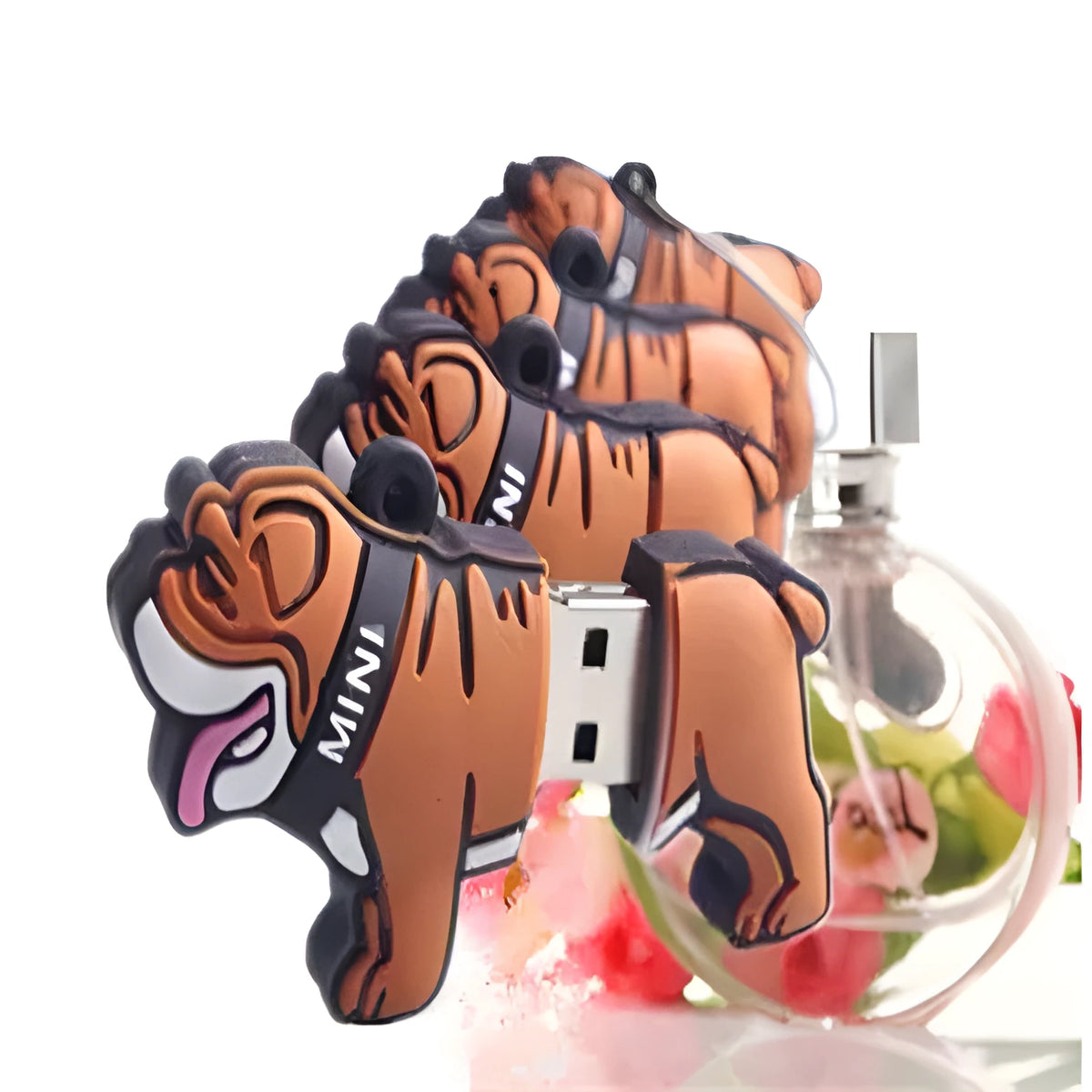 Silicone bulldog USB flash drive in 2GB to 64GB capacities with custom logo printing option
