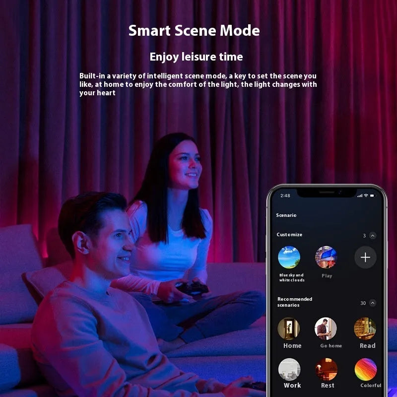 Smart RGBW colour changing ceiling lamp with Wi-Fi and Bluetooth connectivity for home automation