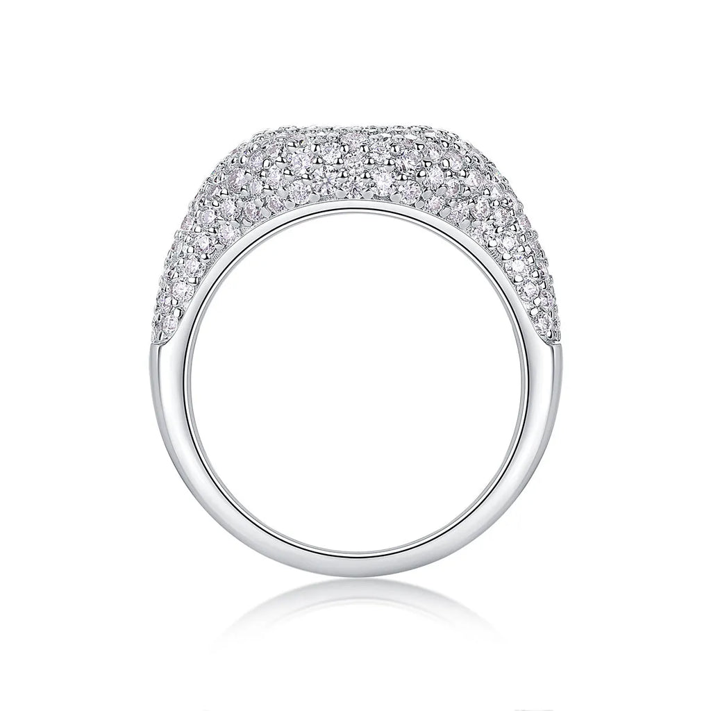 Moissanite wedding ring set in S925 silver with platinum plating, sizes 5 to 9, under 0.1 carat stones, gift box and GRA certificate