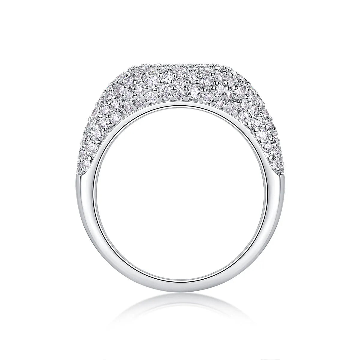 Moissanite wedding ring set in S925 silver with platinum plating, sizes 5 to 9, under 0.1 carat stones, gift box and GRA certificate