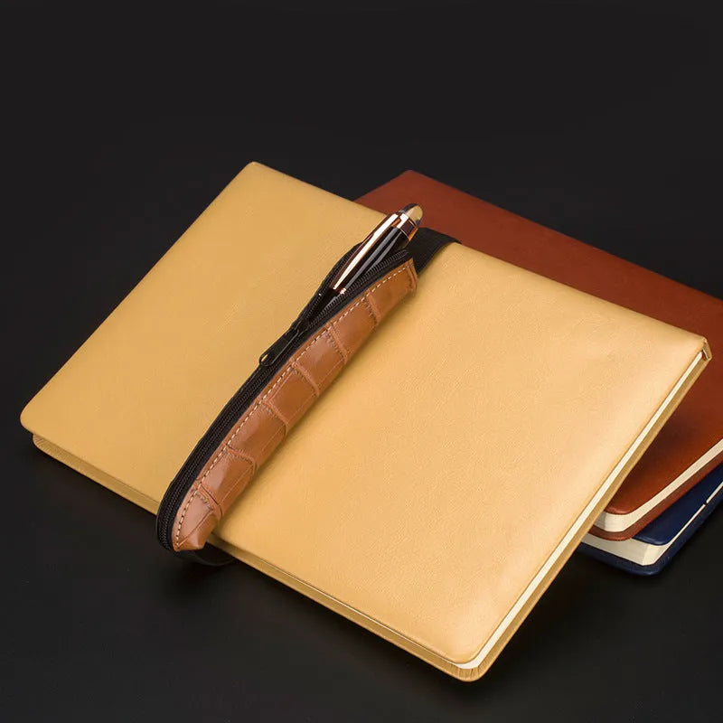 PU leather office pencil case measuring 16.5cm long in beige grey, black, and crocodile pattern colours