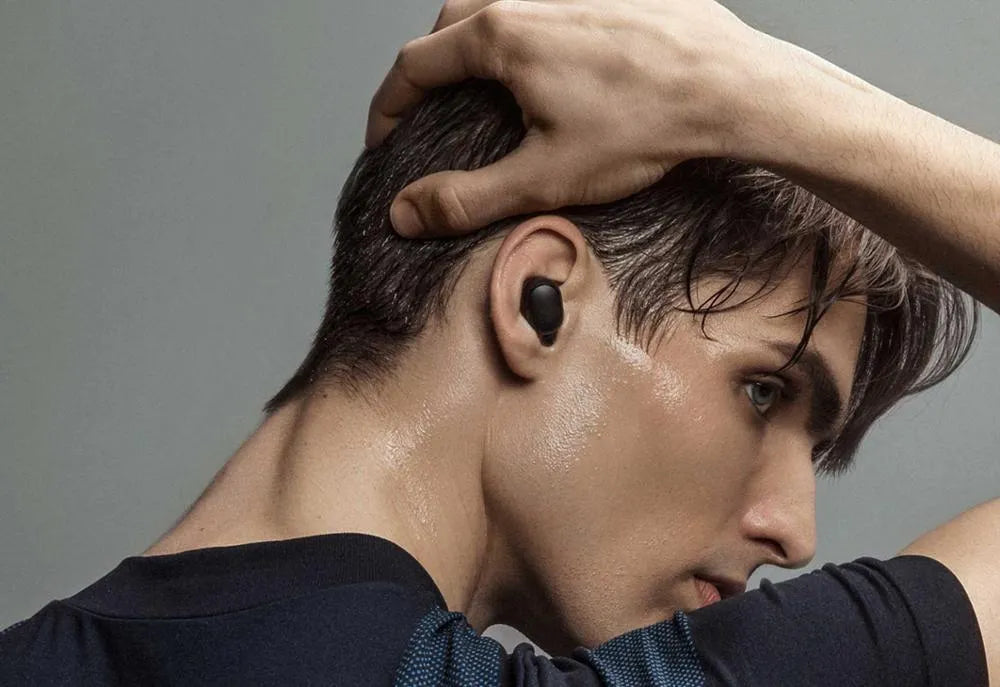 Redmi AirDots 2 black true wireless headphones with charging case and three ear tip sizes