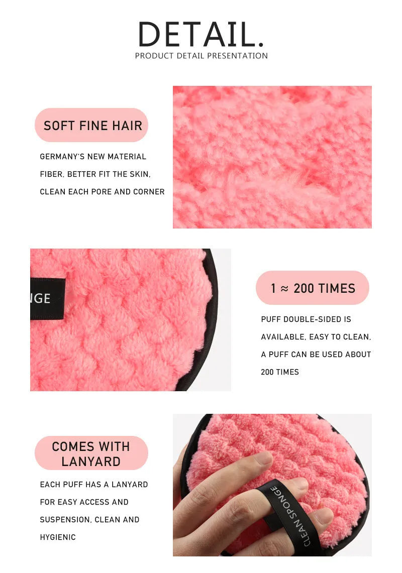 Clear water makeup puff, soft synthetic sponge, 12cm diameter, 1.5cm thick, white pink brown