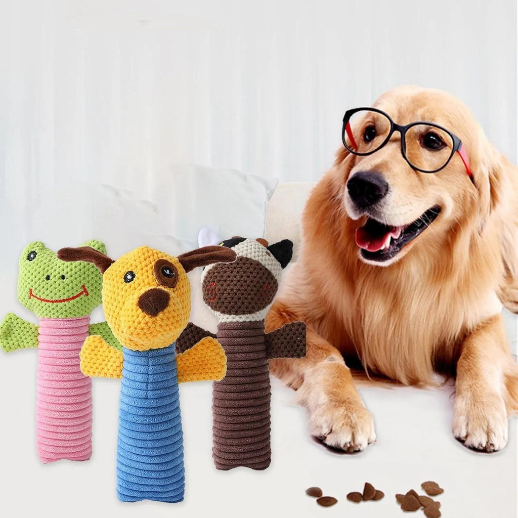 19cm plush dog chew toy in animal shape with dental cleaning textures for plaque reduction