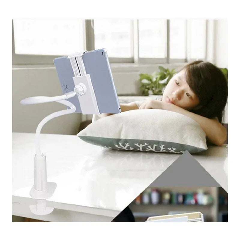 Black Flexible Mount Holder with bendable arm and suction base holding a tablet
