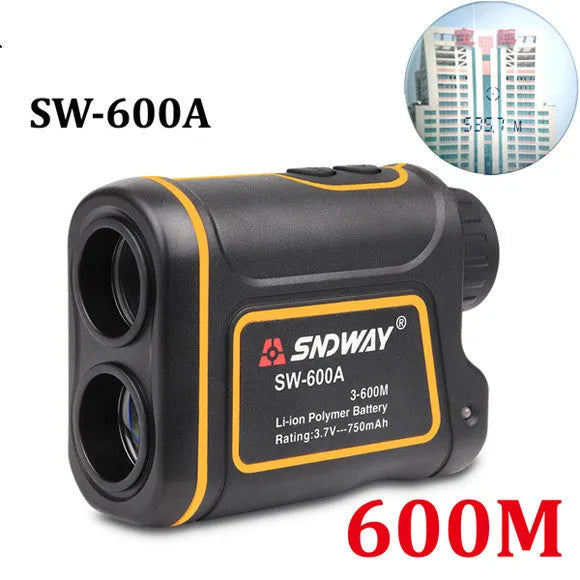Outdoor handheld golf rangefinder with 1500m measuring range and compact design for accurate distance calculations