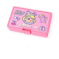 Set of 16 square Korean-style cute cartoon PVC stickers inside a transparent storage box.