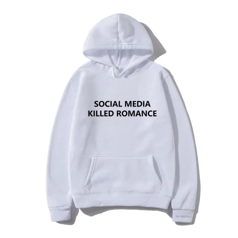 Men's slim-fit hoodie with spring letter pattern print on front, hood up, long sleeves.