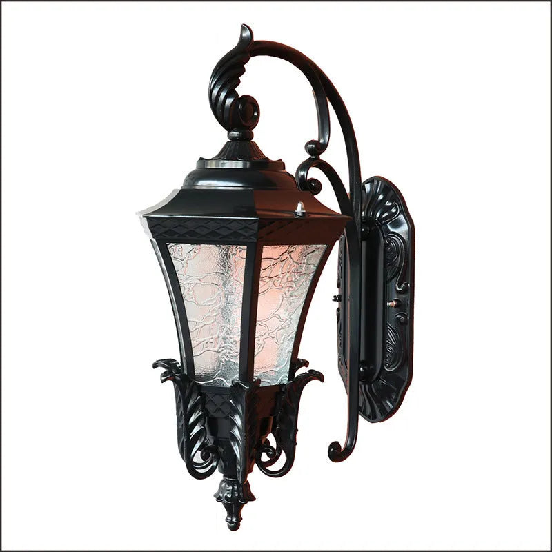 European-style black bronze outdoor courtyard wall lamp with IP54 rating.