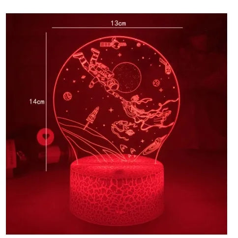 Touch 3D night light with USB power, 3W LED, seven colours, and black or white base options