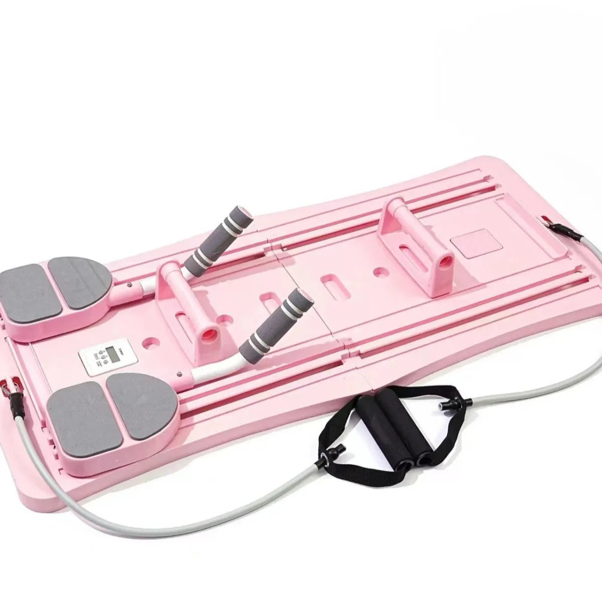 Foldable PP belly panel in purple, black, or pink, used as a flat support trainer for fitness exercises.