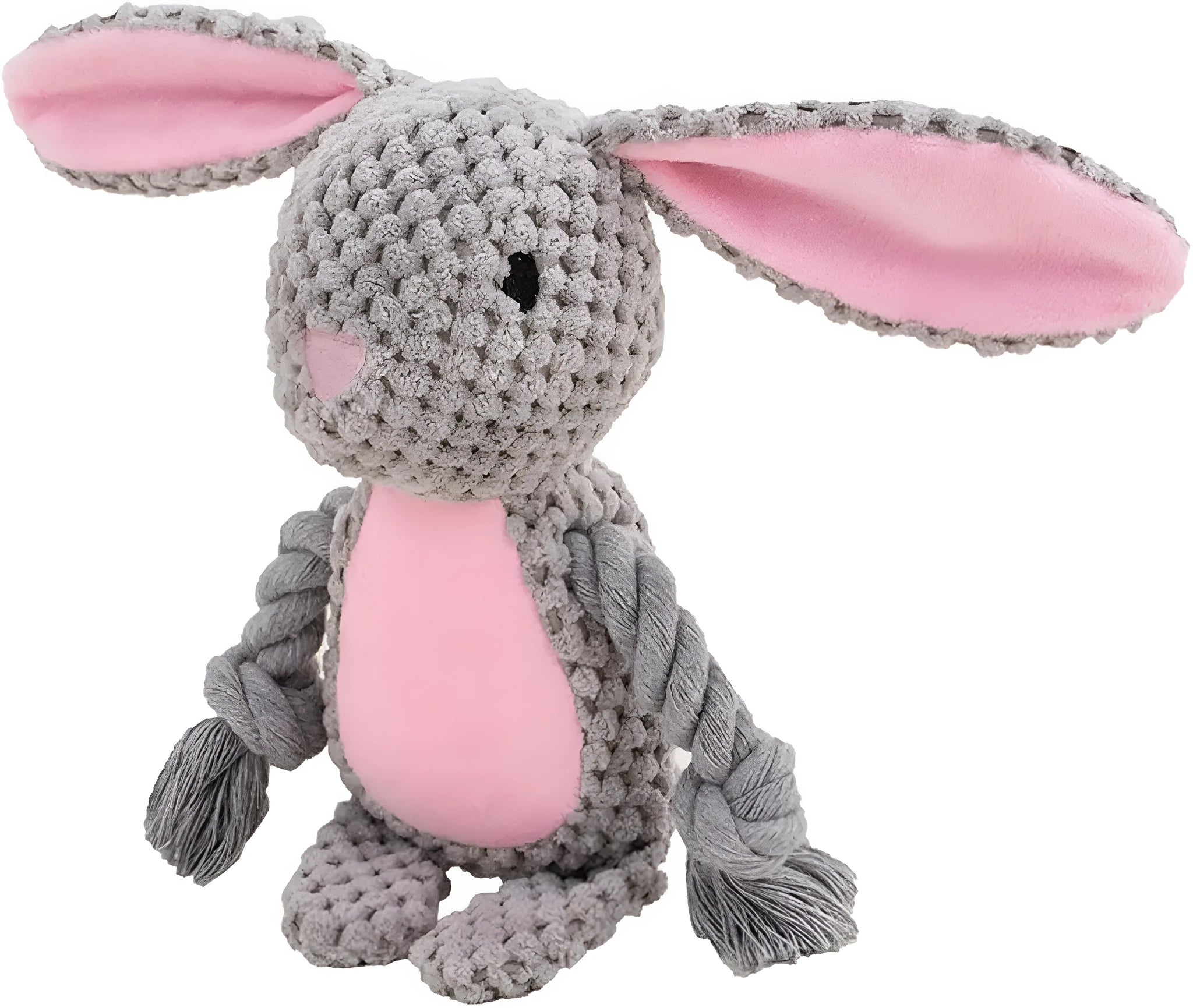 Dog plush toy with squeaker and crinkle paper in animal designs for small to medium dogs