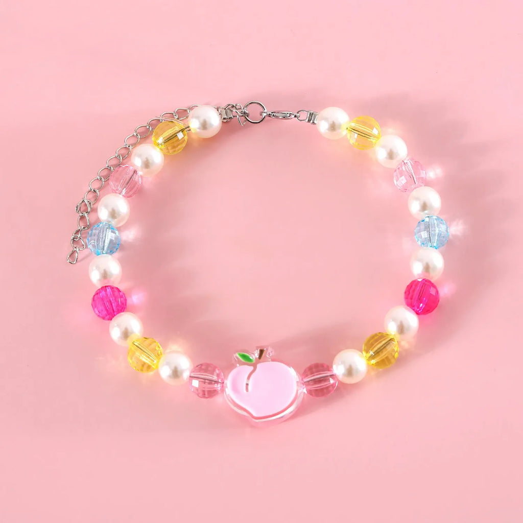 Colourful plastic bead pet necklace adjustable from 15cm to 35cm for cats and small dogs