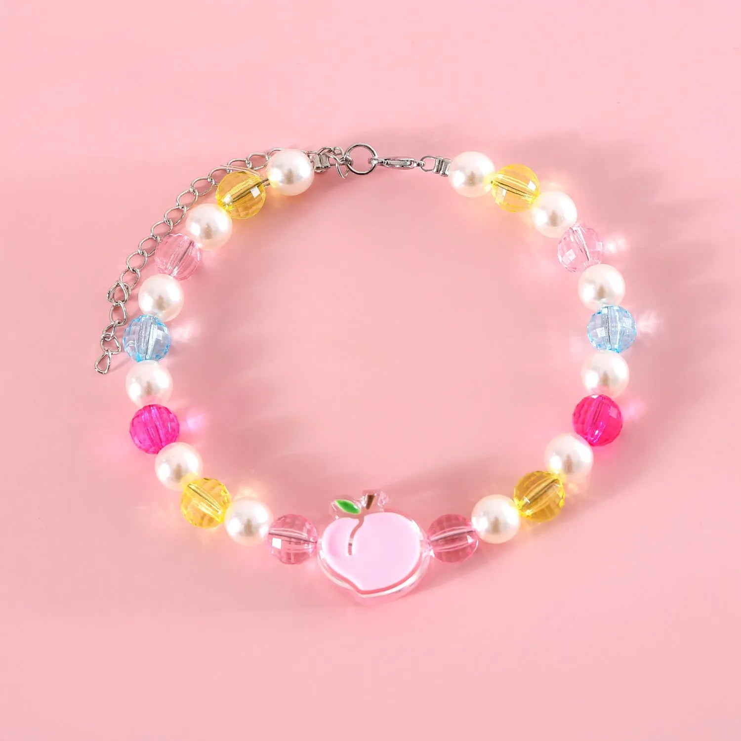 Colourful plastic bead pet necklace adjustable from 15cm to 35cm for cats and small dogs