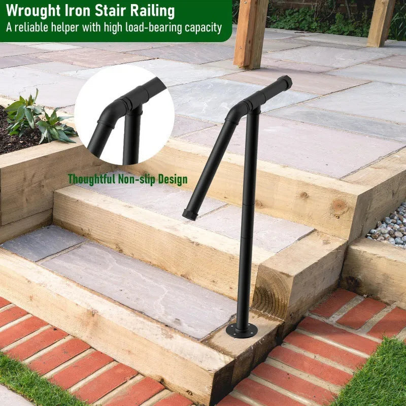 Black metal ladder support bracket for minimalist American household staircase installation.
