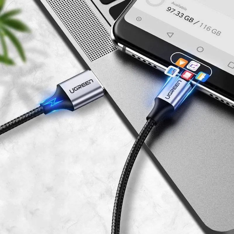 Ugreen nylon braided USB Type-C to USB-A fast charging cable in multiple length options.