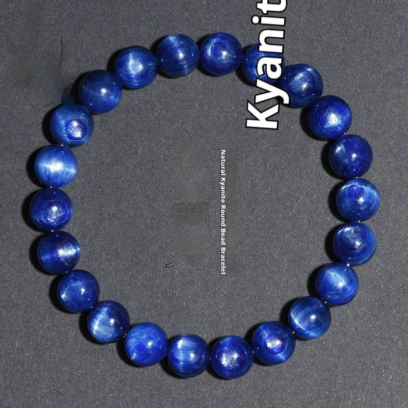 Blue crystal bracelet with geometric beads and Ruyi design element in multiple size options from 5mm to 12mm