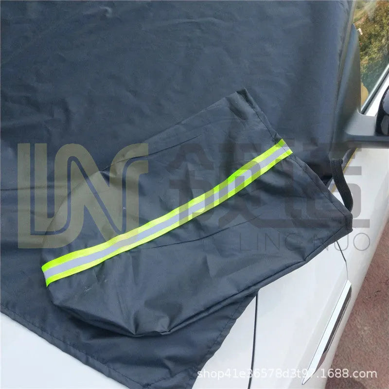 Magnetic car snow shield in Black or Silver, shown in 215x150x125cm or 245x180x145cm size for winter car cover use