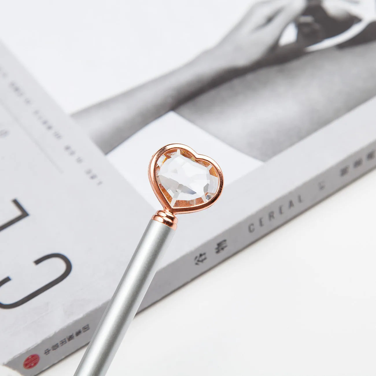 Golden Love Ball Crystal Diamond Metal Pen on a white background.