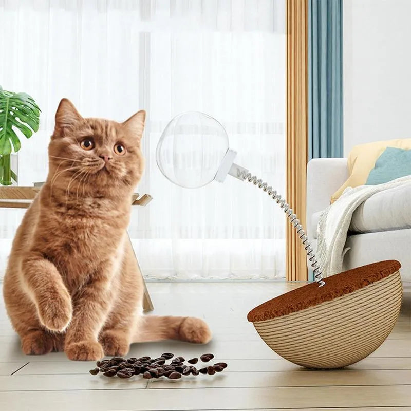 Automatic balancing cat interactive puzzle feeder toy for slow feeding with tumbler design