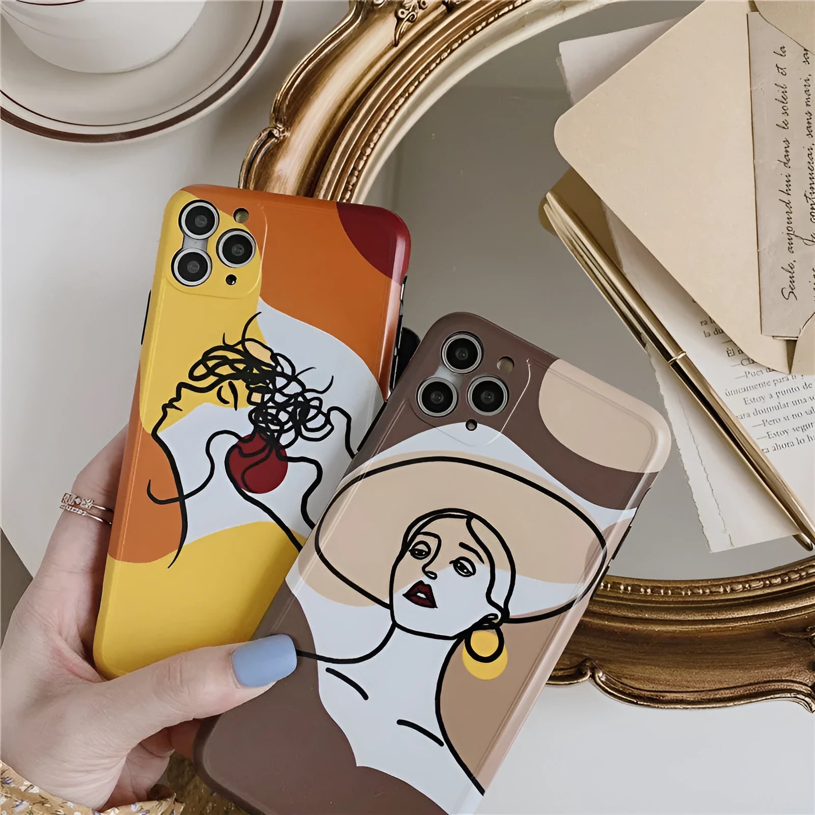 Orange yellow cartoon line art iPhone case for Apple iPhone 11 Pro Max with soft gel construction