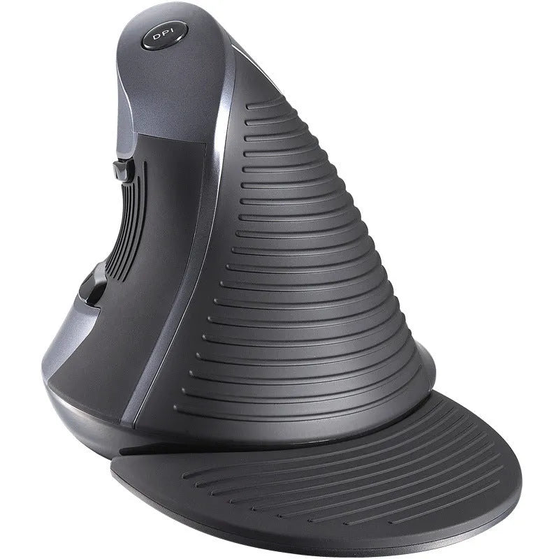 M 618 wireless vertical mouse in black showing 57-degree angle design with three buttons and scroll wheel