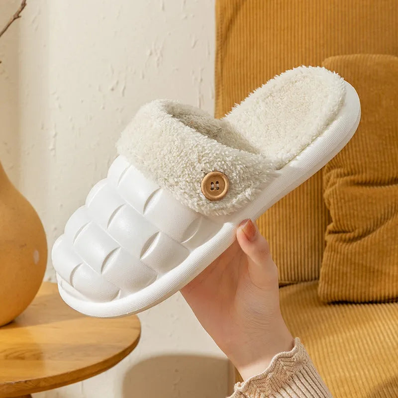 Plaid detachable slippers with plush lining and EVA soles in multiple colours for women and men