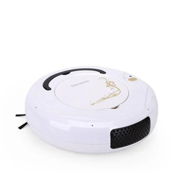 Lazy Smart Vacuum Cleaner floor sweeping robot in blue, black, or white colours with charging cable and accessories