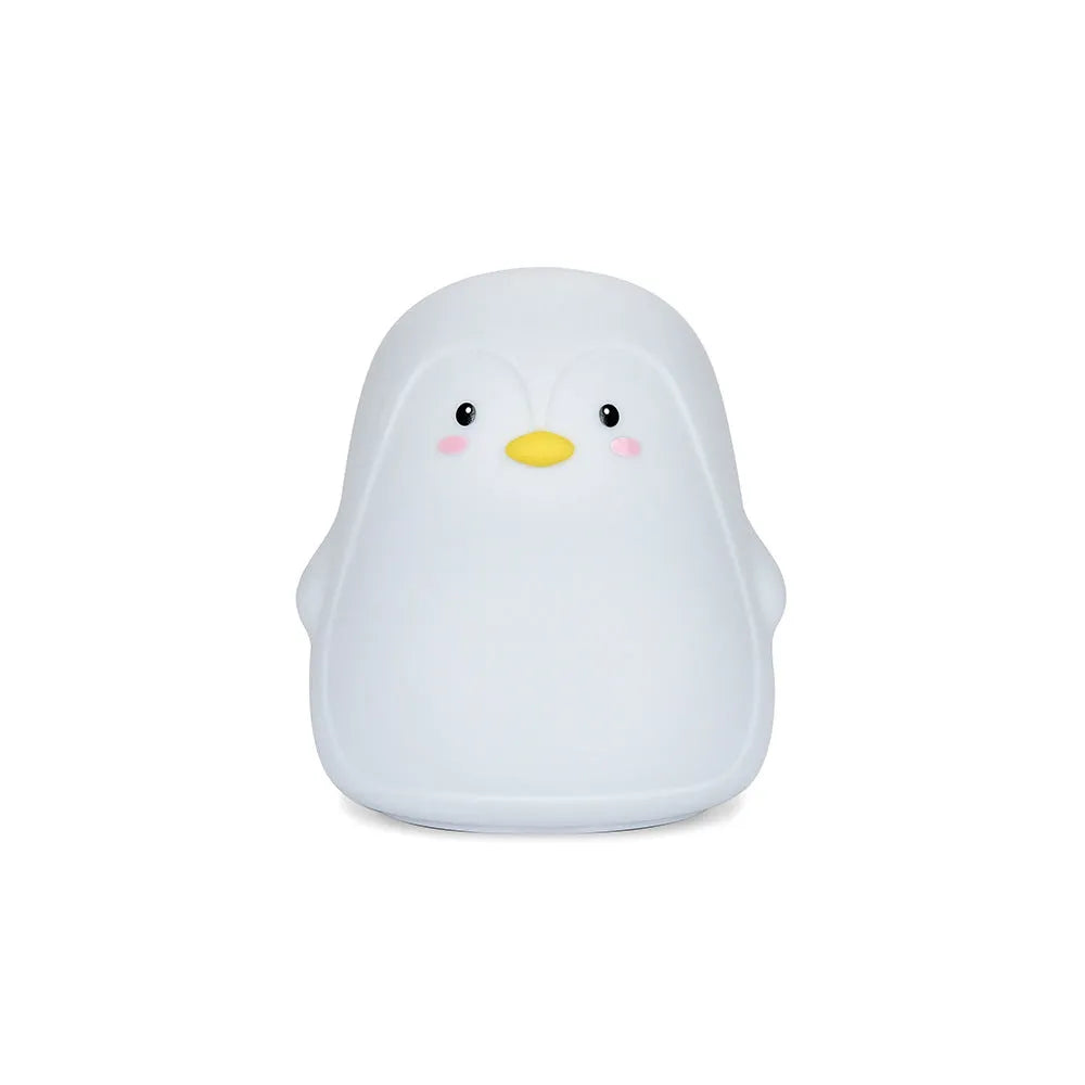 Penguin night light with rechargeable battery, silicone ABS construction, white LED light