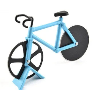 Bicycle-shaped pizza cutter with stainless steel 430# wheel and ABS plastic handle in assorted colours