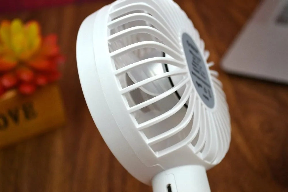 ORICO FH1 white portable USB rechargeable fan with fine lines texture, compact design for desktop use