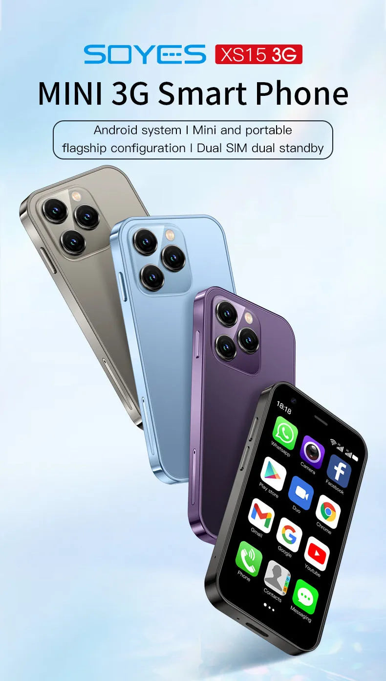 S23PRO & XS15 mini smartphone in black, green, or pink purple with 30cm screen and straight plate design
