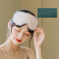 Portable eye SPA mask in green or pink with adjustable heating and vibration settings, showing 93mm by 200mm size