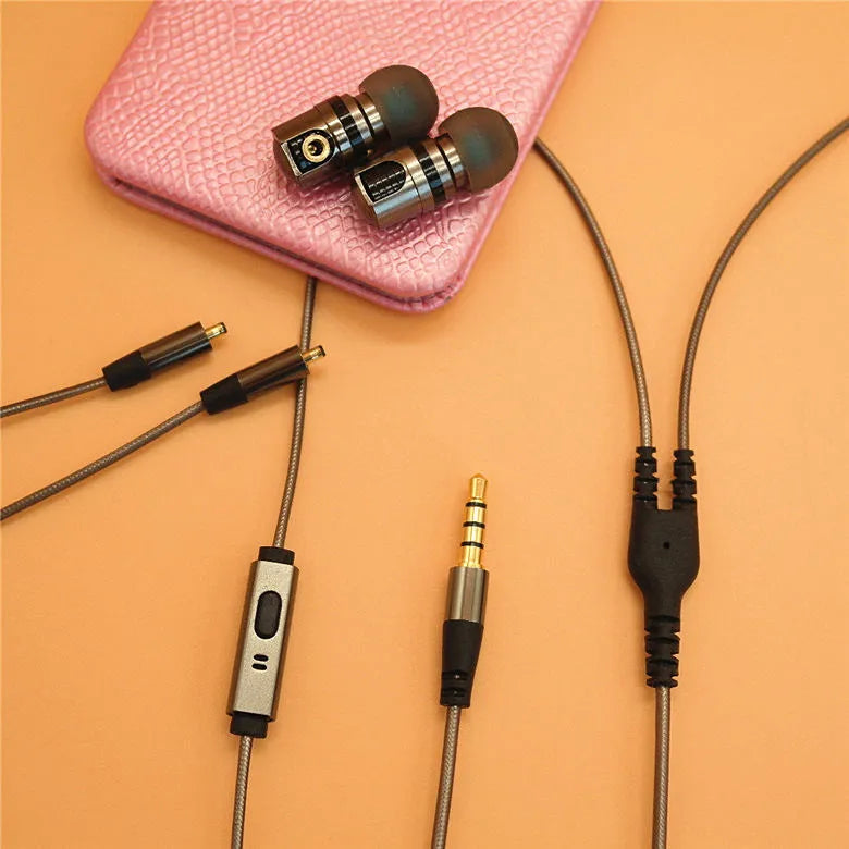 Titanium grey metal in-ear headphones with detachable cable and 8mm drivers