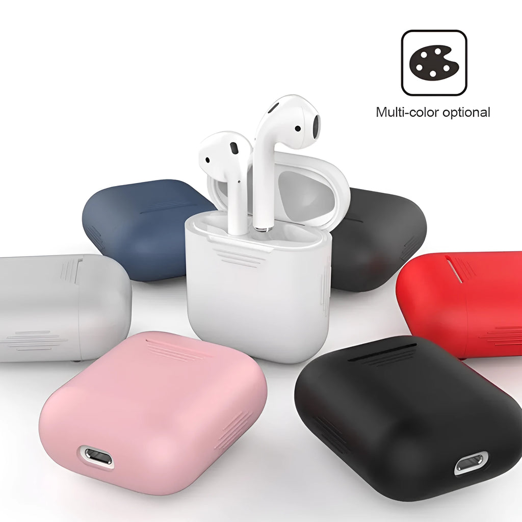 Non-Apple branded silicone protective case with shockproof earmuffs for AirPods in multiple colour options