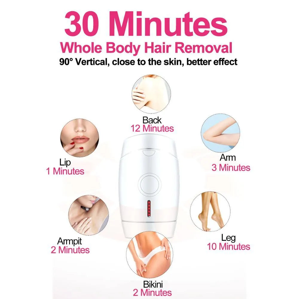 White home IPL laser hair removal device on a table.