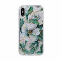 Gold foil broken flowers and fruits design on a flexible TPU iPhone back cover.