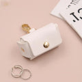 Leather ring storage bag in solid colour, 57x25x35mm hard leather box for rings, available in dark brown, white, pink, and black.