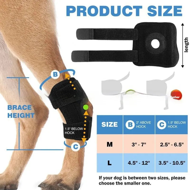 Black dog leg guard with adjustable straps for joint support during ACL tear recovery