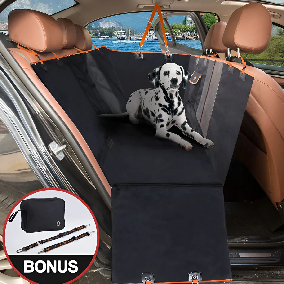 Anti-dirty car pet mat in Oxford cloth, 130x148x52cm, shown in Black, Blue, or Green for car pet travel.