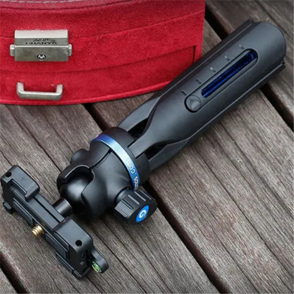 Black desktop phone tripod compatible with iPhone and P30 mobile phones
