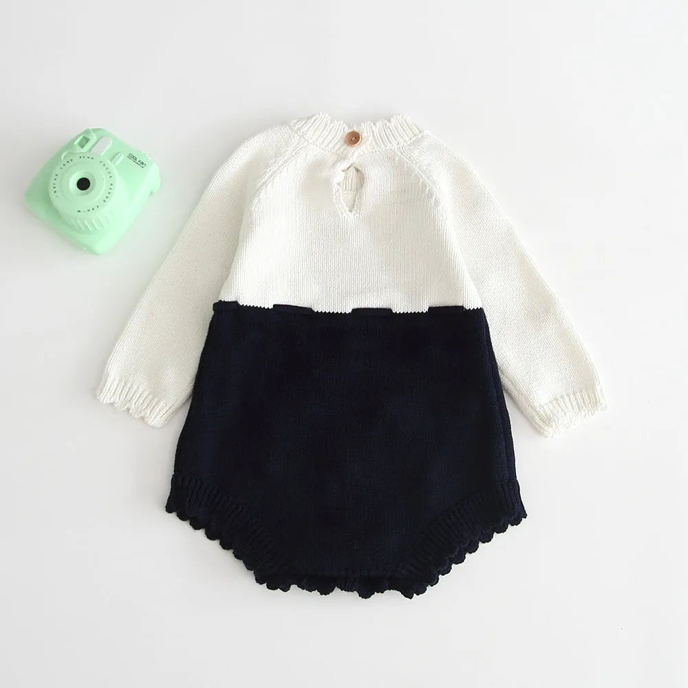 Baby knitted jumpsuit, 100% cotton, long sleeve, pullover, not hooded, black or pink, sizes 66-100cm