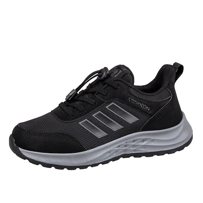 Men's and women's breathable mesh shoes with elastic band and non-slip sole in various colours
